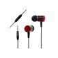 aLLreli® Stereo Headset Headphone Earphones, Noise Cancelling, in-ear design, with microphone, gold-plated plug, hi-fi sound for iPhone, iPod, iPad, Samsung Galaxy, Nokia, HTC, Nexus, BlackBerry, MP3 Player (Black / Red) ( Electronics)