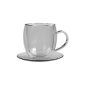 Feelino Bullino largest double 400 ml glass Thermo cup with saucer noble and extra large glass teacup / coffee cup with floating effect, glass cups with handles and coasters in gift box (household goods)