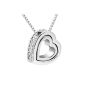 MARENJA crystal ladies necklace with heart pendant white gold plated crystal double heart 40-45cm (jewelry)