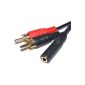 Gilded 3.5mm stereo jack socket to 2 RCA RCA plug adapter cable (electronics)