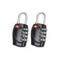 2 x TRIXES Kofferschloss TSA lock with 4 digits for travel in Black (Luggage)