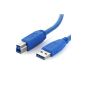 deleyCON USB 3.0 SuperSpeed ​​Adapter Cable 3m - A Male to B Male - up to 5,000 Mbit / s (Electronics)