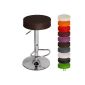 Bar stool - BROWN - rotating 360 ° - with footstool - seat Ø 35 cm - 8 cm thick - adjustable height - chrome and synthetic leather - VARIOUS COLORS