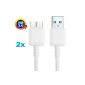 2 x Samsung Galaxy S5 Charging Cable / Data Cable USB 3.0 of THESMARTGUARD in white (Electronics)