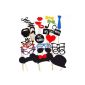 31pcs lip mustache glasses wolf mask with stick Masquerade (Toy)