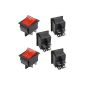 SODIAL (R) 5 x DPST Rocker Switches has On / Off 16A / 250V 20A / 125V AC red Illumination (Tools & Accessories)