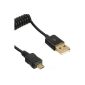 InLine Micro-USB 2.0 spiral cable, USB A Male to Micro B male, 1m - 2 piece (electronics)