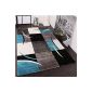 Designer rug with contour cut diamonds pattern turquoise gray, Size: 120x170 cm