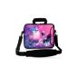 Luxburg® Design Laptop Case Laptop Case Sleeve with shoulder strap and compartment for 15.6 inch, Motif: Butterflies in pink light