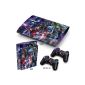 PS3 Super Slim Playstation PVC skin sticker for the console + 2 controllers / Decal carpet leather protective cover Art Effect heroes (Video Game)