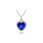 Necklace Titanic Heart of Ocean Swarovski crystal and chain plated 18k white gold - Blue Ocean (Jewelry)