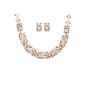 Yazilind necklace elegant Creme Rose Gold Crystal Faux Pearl Bib Necklace Chunky earrings jewelry earrings (Jewelry)