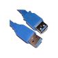 SuperSpeed ​​USB 3.0 extension cable Extension Type A Male To Female Blue 1m Court (Personal Computers)