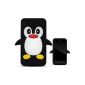 Demarkt Penguin Cute Penguin Case / Cover / Silicone Protective Case for iPhone 4 4G 4S - Black (Electronics)
