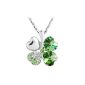 Le Premium® Vierblattklee necklace with heart-shaped Swarovski peridot green crystals (jewelry)