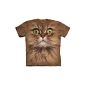 Adult Unisex T-Shirt The Mountain Big cat head Brown (Clothing)