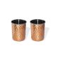 set of 4 dinner dual copper wall glass goblet Indian drink ware accessories, capacity 400 ml (Kitchen)