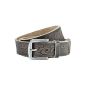 Leather belt made of genuine buffalo leather, brown, with great embossing, used look (Textiles)