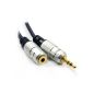 Pure Oxygen Free Copper HQ 3.5mm Stereo Jack To Jack Female Extension Cable Extension 1 m (Electronics)
