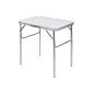 Foldable aluminum table and MDF * L / W / H: approx.  75.5 / 55 / 74.5 cm * Maximum load: approx.  20 kg * Aluminium and MDF
