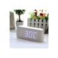 Eiiox wood Alarm Clock Digital LED Alarm Clock with Time temperature and date functions
