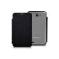 Black Carbon Fiber & Metal Grey aluminum back cover Replacement Flip Cover For Samsung Galaxy Note N7000 i9220 i (Electronics)