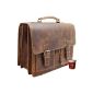 Briefcases Set: Large FREIHERR OF MALTZAHN teacher bag HEDIN brown leather + leather care (Luggage)