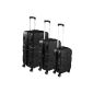 Set 3 travel suitcase trolley hard shell case Black SH002