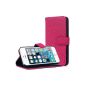 Bingsale Cover Leather Case iPhone 5s 5 Case Cover with stand function in BookStyle card slots (Iphone 5S, leather bag hot pink)
