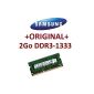2GB memory - SAMSUNG original 1 x 2GB PC3-10600 DDR3-1333 204-pin SO-DIMM (1x M471B5773DH0-CH9 - 8 Chip - Single Rank) Laptop computer memory DDR3 DDR3 Netbook + (Personal Computers)
