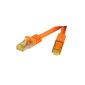 BIGtec 2m CAT.7 Ethernet LAN Patch Cable Gigabit network cable patch cable yellow plug / orange sheets and geflechtgeschirmt halogen free PIMF (RJ45, Cat 7, SFTP Double Shielded, Screened Foiled Twisted Pair, 1000 Mbit / s, LS0H) 2 x RJ45 connectors ideal for switch , DSL connections, patch panels, patch panel, router, modem, Access Point and other devices with RJ45 connection, cable CAT CAT cable CAT7 CAT 7, shielded patch cable SF / UTP (Electronics)