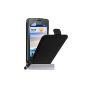 Huawei Ascend Y330 Caseflex Shell Case Black Real Genuine Leather Flip Case With Stylus Mini (Wireless Phone Accessory)