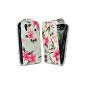 Master Accessory Leather Case for Samsung Galaxy Ace S5830 White / Pink Flower (Accessory)