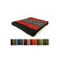 Kapok cushion 50x50x6cm, optimally as chair pad or meditation cushion, floor cushion or chair cushions (Black / Red / Elephant)
