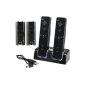 CHARGING STATION REMOTE Controller Charger + 2 Battery For Wii Game PACKS Black (Video Game)