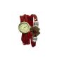 1 Quartz Bracelet Watch Braid Adjustable PU Leather Vintage Retro Style Red Sunflower Round 21cm Long (Battery Included) (Watch)