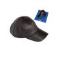 Baseball Cap 100% genuine lambskin leather baseball (Black, Black) Mens Cap + With free protective bag (Others)