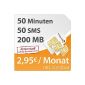 DeutschlandSIM SMART 200 [SIM, Micro SIM and nano-SIM] terminated (200MB monthly data Flat with max. 7.2 Mbit / s, 50-minutes free, 50 free text messages, 2,95 euro / month, 15ct consequence minutes Price ) O2 network (optional)