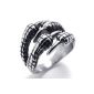Konov jewelry Biker Men's Ring, stainless steel, retro eagle falcon claw, black silver - Gr.  68 (Jewelry)