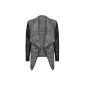 (Womens gray leather sleeved cardigan waterfall (mtc) gray leather sleeves waterfall cardigan Women (Clothing)