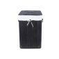Songmics 3 handles Foldable Bamboo laundry baskets Wäschebox Wäschetruhe laundry bag Laundry Bin Laundry trolley Black Square LCB10H (household goods)