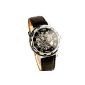 Winner - Mens - self-winding mechanical clock - Leather Strap Watch - Silver & Black (clock)
