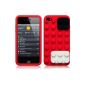 Obidi - 3D Brick Silicone Case / Cover for iPhone 4S / iPhone 4 - Red with 3 Protective Film (Wireless Phone Accessory)