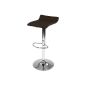 Bar stool - BROWN - rotating 360 ° - with footrest - adjustable height: 65 - 85 cm - chrome and leatherette - VARIOUS COLORS