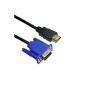 3M HDMI Male to Male Gold Plated VGA Cable Adapter Converter For Laptop PC (Personal Computers)