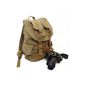 iDream - Retro camera backpack canvas fabric bag for SLR DSLR SLR camera - with waterproof rain cover for Sony Canon Nikon Olympus - 30cm x 17cm x 42cm (Army Green)