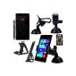 BAAS® Nokia Lumia 730/735 - Car Holder Suction Cup Mounting on Windshield With 360 degree rotation function + Black Silicone Gel Case Cover + 2x Screen Protector + Stylus + Film Office Support (Electronics)