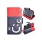Voguecase® Case Skin color Hit Leather Wallet Case Cover For Samsung Galaxy Trend Design Lite S7392 S7390 (Red + Dark Blue) Free pen of universal random screen (Wireless Phone Accessory)