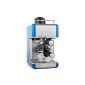 ONEconcept Sagrada Azzuro stainless steel espresso machine with milk frother (800W, 3.5 bar pressure, incl. 4 cup glass jug) silver-blue