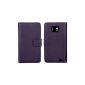 MOONCASE Case Leather Wallet Protective Case Flip Case Case for Samsung Galaxy S2 I9100 Voilet (Wireless Phone Accessory)